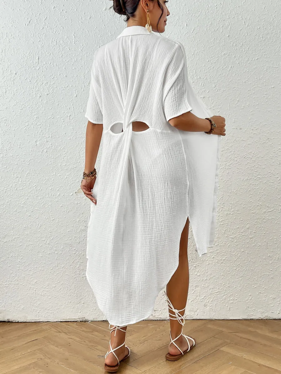 100% Cotton Button-Down Beach Cover-Up for Women