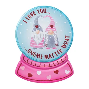 12" Metal Embossed Sign: Valentine Gnomes Snow Globe