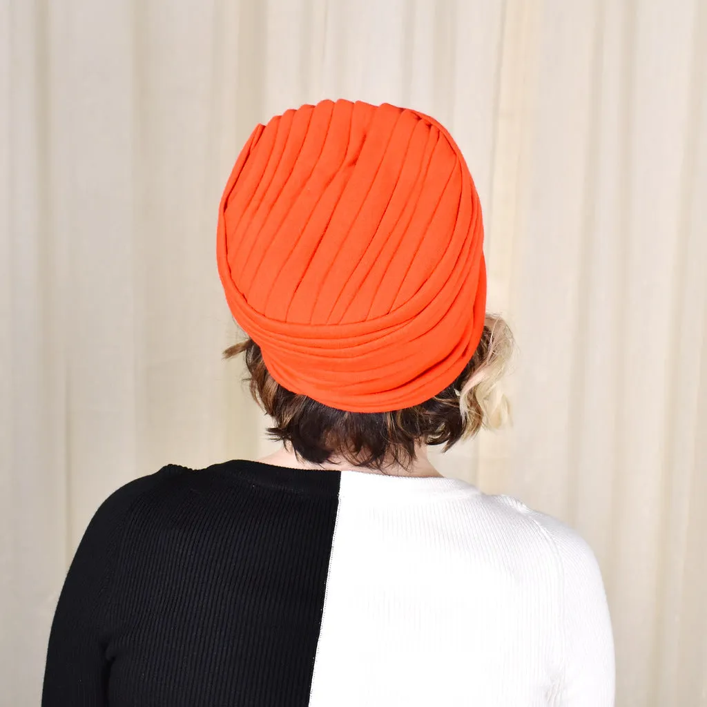 1960s Bright Red Fabric Vintage Turban