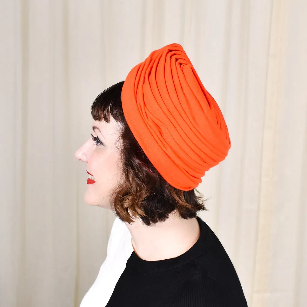 1960s Bright Red Fabric Vintage Turban