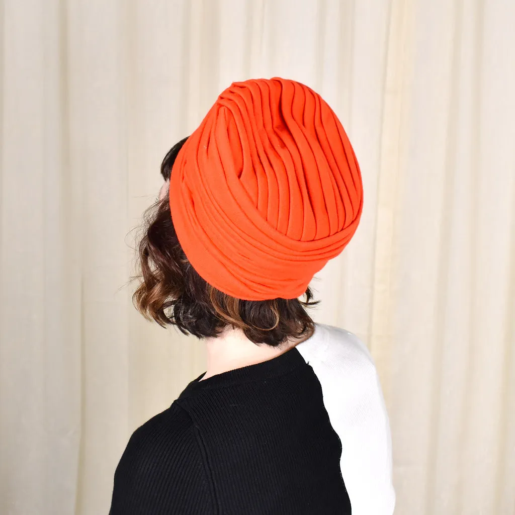 1960s Bright Red Fabric Vintage Turban