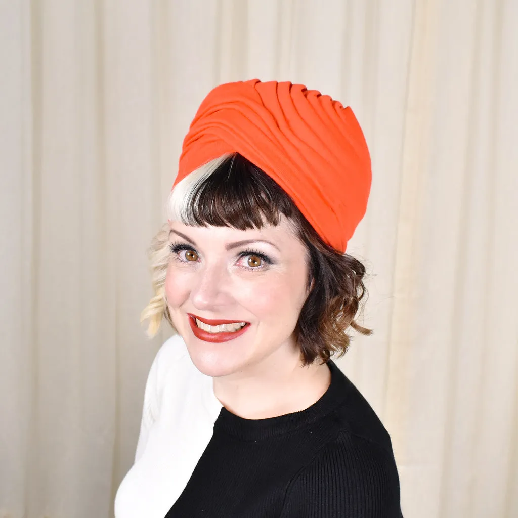 1960s Bright Red Fabric Vintage Turban