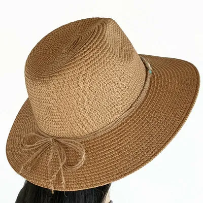 216-a Large Brim fedora in khaki tan with shell trim