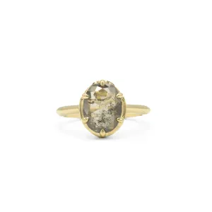 2.18ct Oval Salt & Pepper Diamond Crown Ring