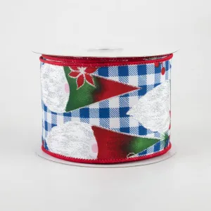 2.5" Buffalo Plaid Christmas Gnomes Ribbon: Royal Blue & White (10 Yards)
