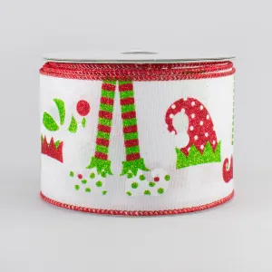 2.5" Elf Hats & Legs Ribbon: White (10 Yards)