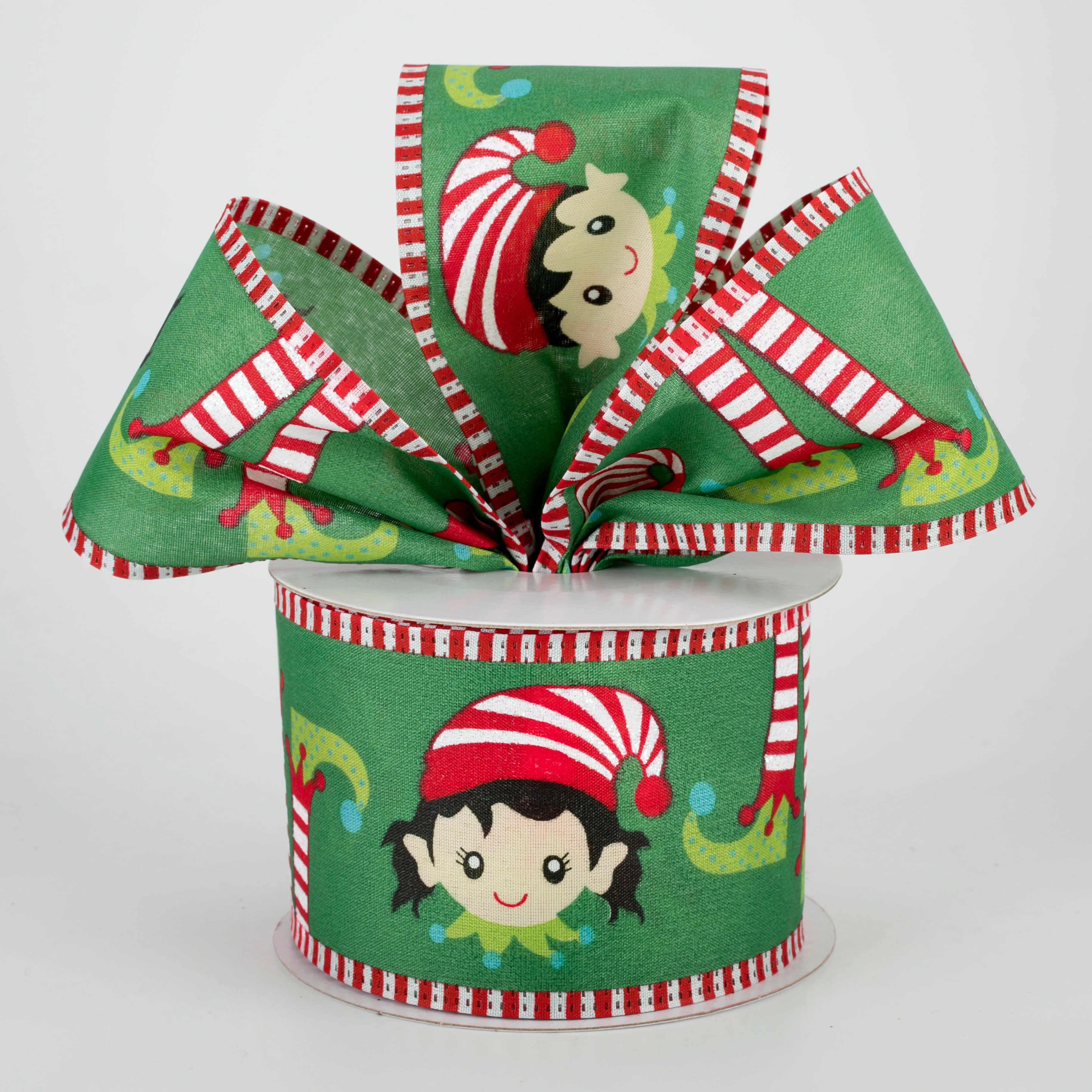 2.5" Elf Head & Feet Ribbon: Emerald (10 Yards)