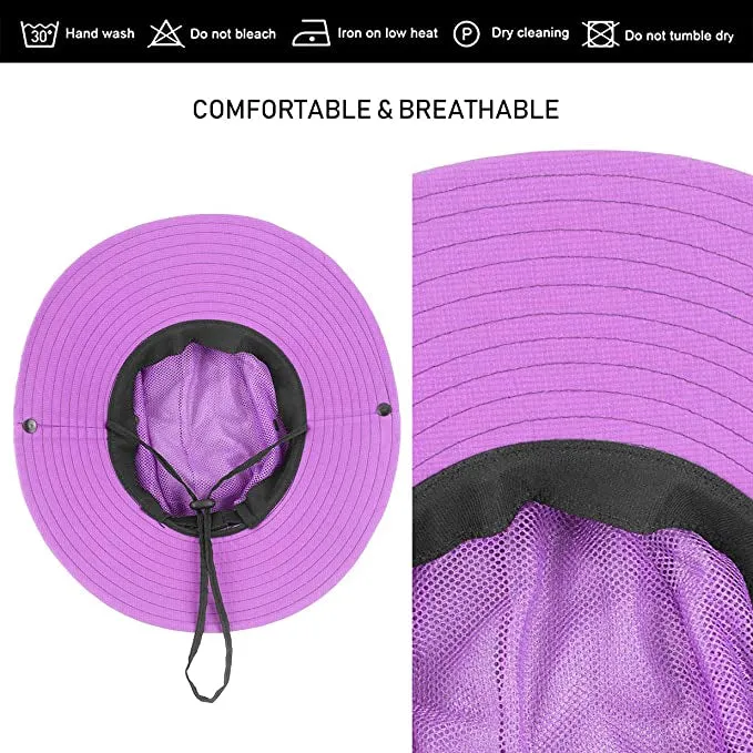 3-Piece: Women's Ponytail Wide Brim Sun Hat