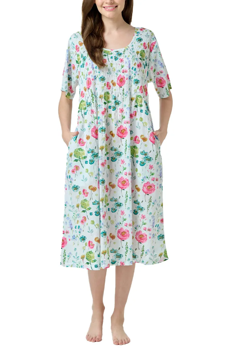 Arabella Angelina 100% Cotton Nightgown with Short Sleeve in Fresh Multicolour  Floral Print MD-83A1