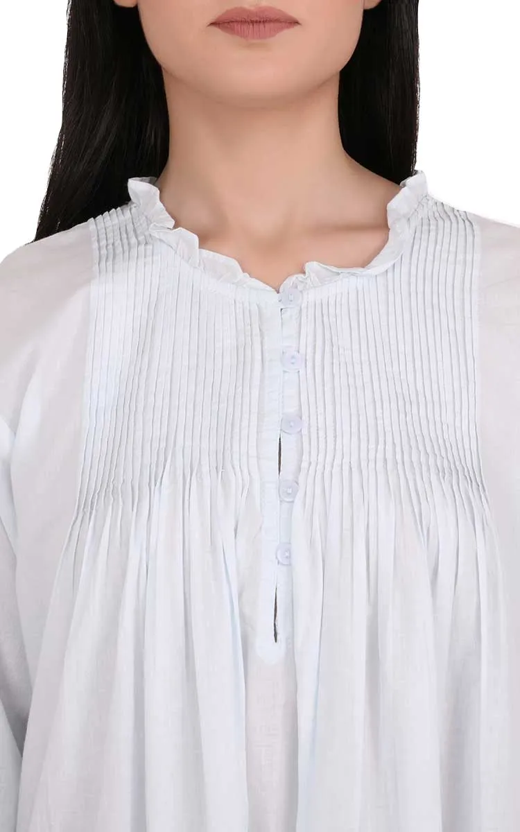 Arabella Marie 100% Cotton Long Sleeve Nightgown in Soft Blue MD-757B1