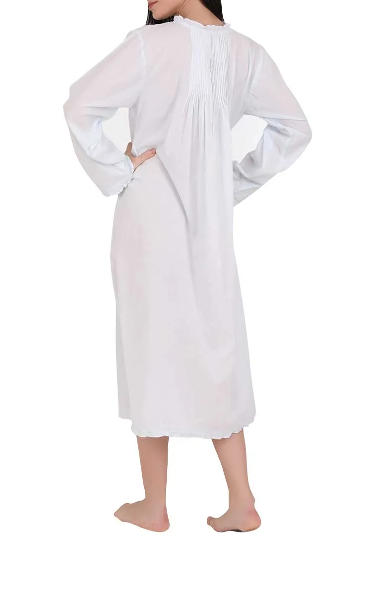 Arabella Marie 100% Cotton Long Sleeve Nightgown in Soft Blue MD-757B1