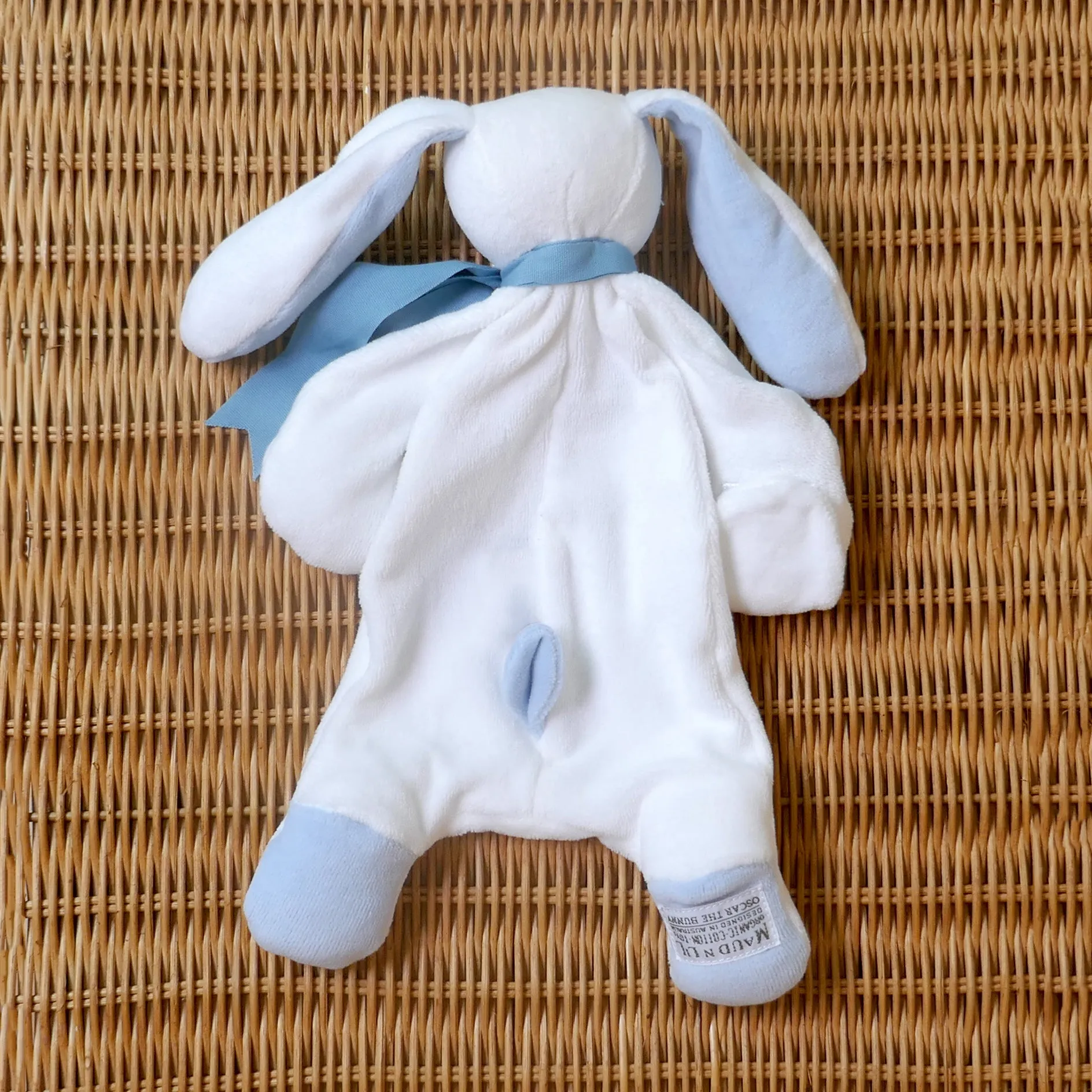 Blue Bunny Comforter Toy - Organic Cotton - Baby Gift Unboxed - 30cm