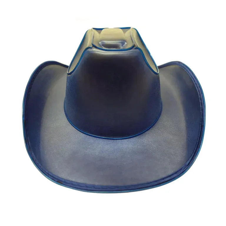Blue EL Wire Light Up Glow Plain Cowboy Hat - Pack of 2 Hats