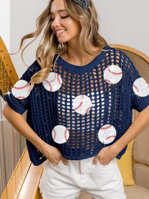 Blue Zone Planet |  BiBi Baseball Patch Short Sleeve Net Cover-Up