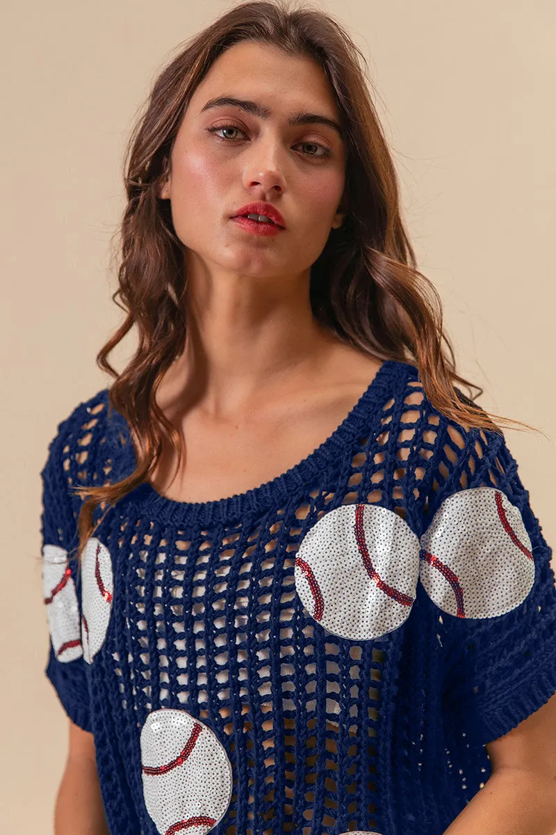Blue Zone Planet |  BiBi Baseball Patch Short Sleeve Net Cover-Up