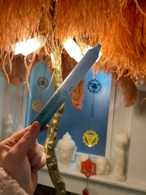 By Vivi Blue Glitter Dip Dye Candle