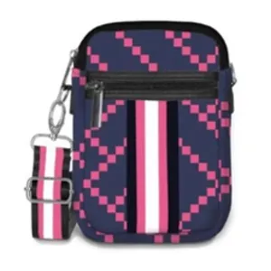 Carla Street Neoprene Everyday Crossbody Navy Blue with Pink Diamonds