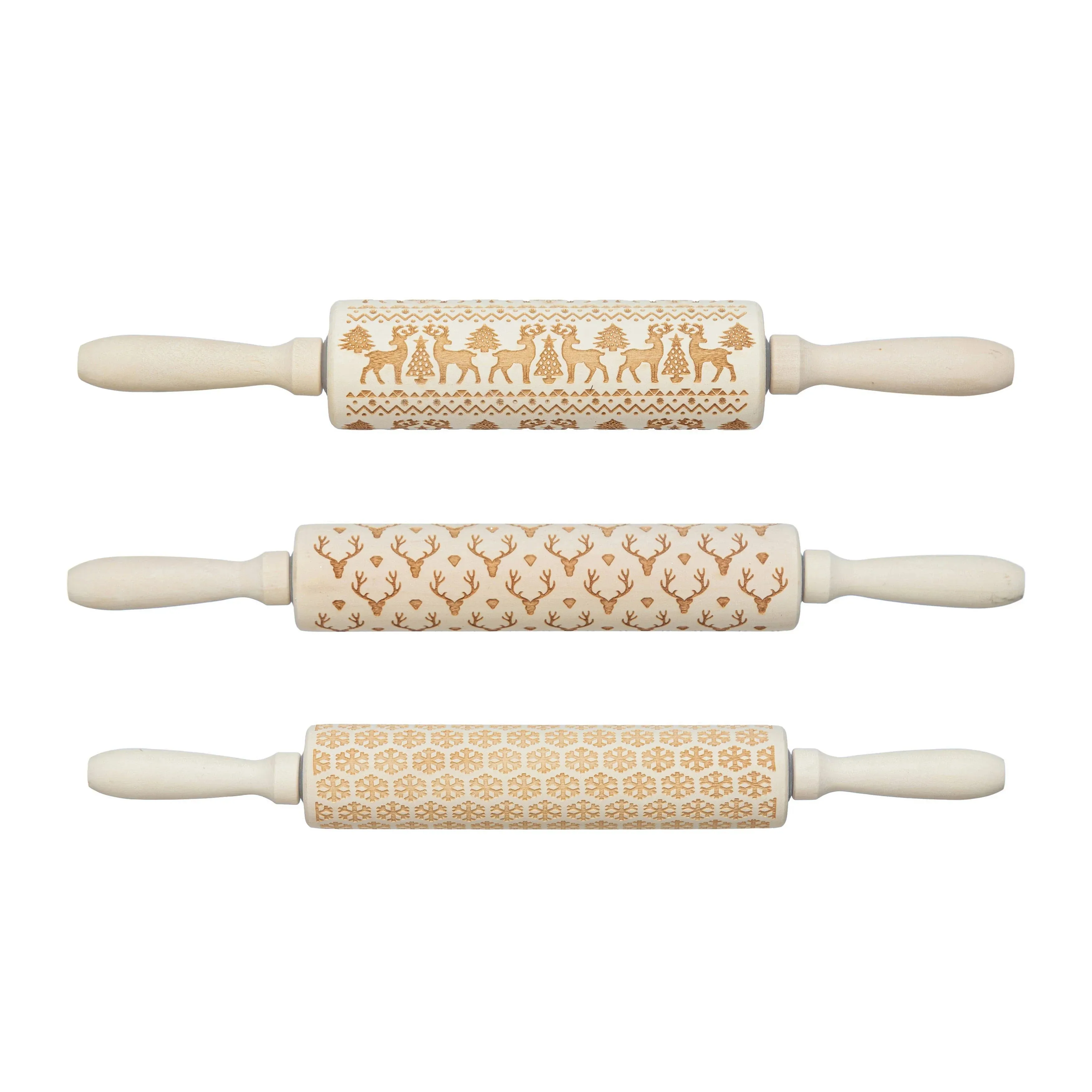 Carved Wood Rolling Pin in Various Styles