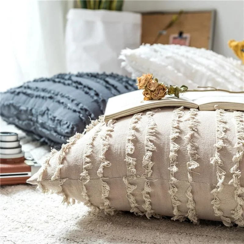 Chic Tassel & Embroidery Pillow Cover: Luxurious Home Accent Upgrade