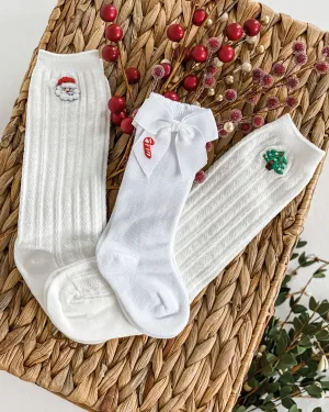 Christmas Embroidered Socks- FINAL SALE