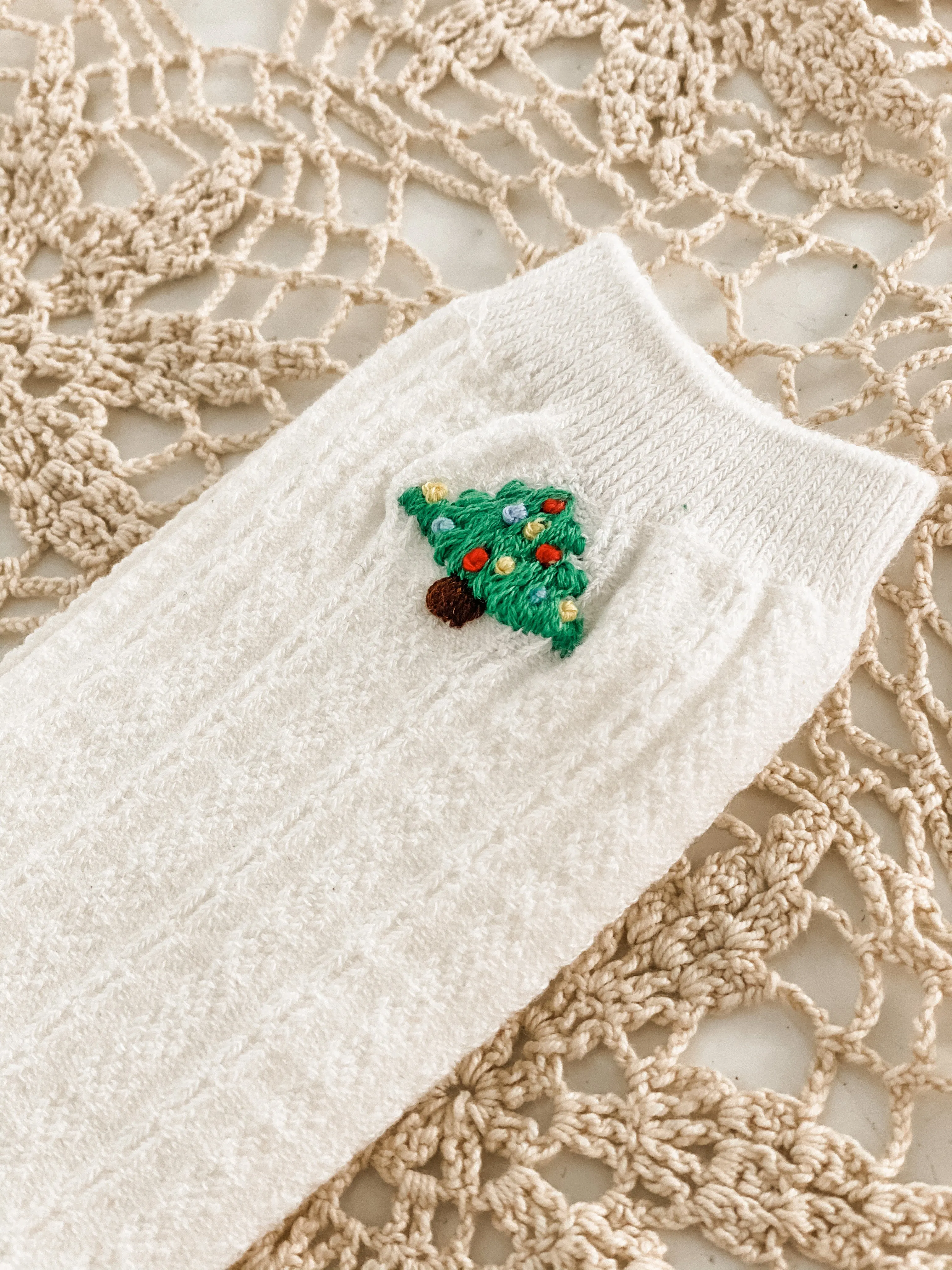 Christmas Embroidered Socks- FINAL SALE