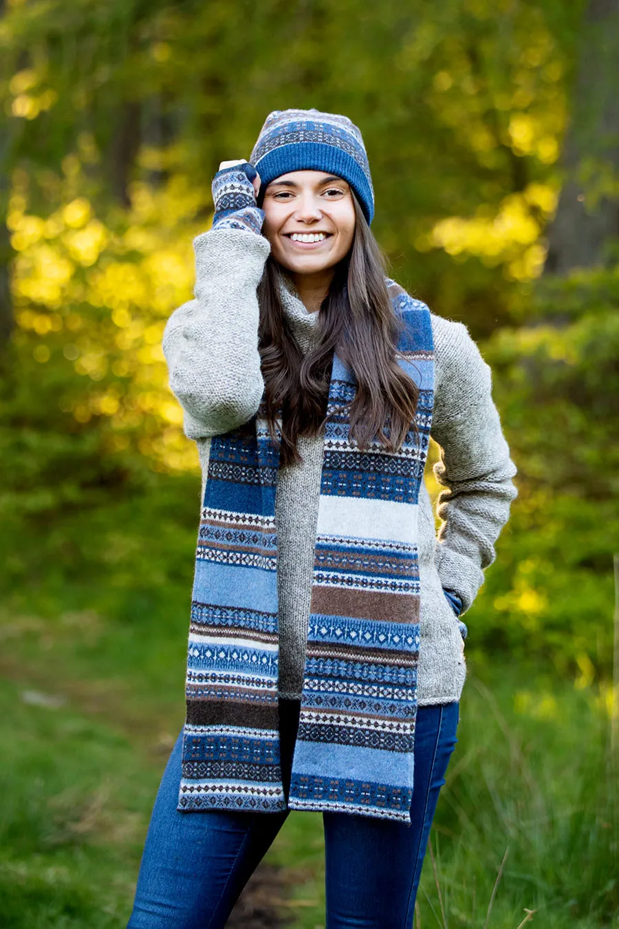 Clyde Fair isle scarf - Blue