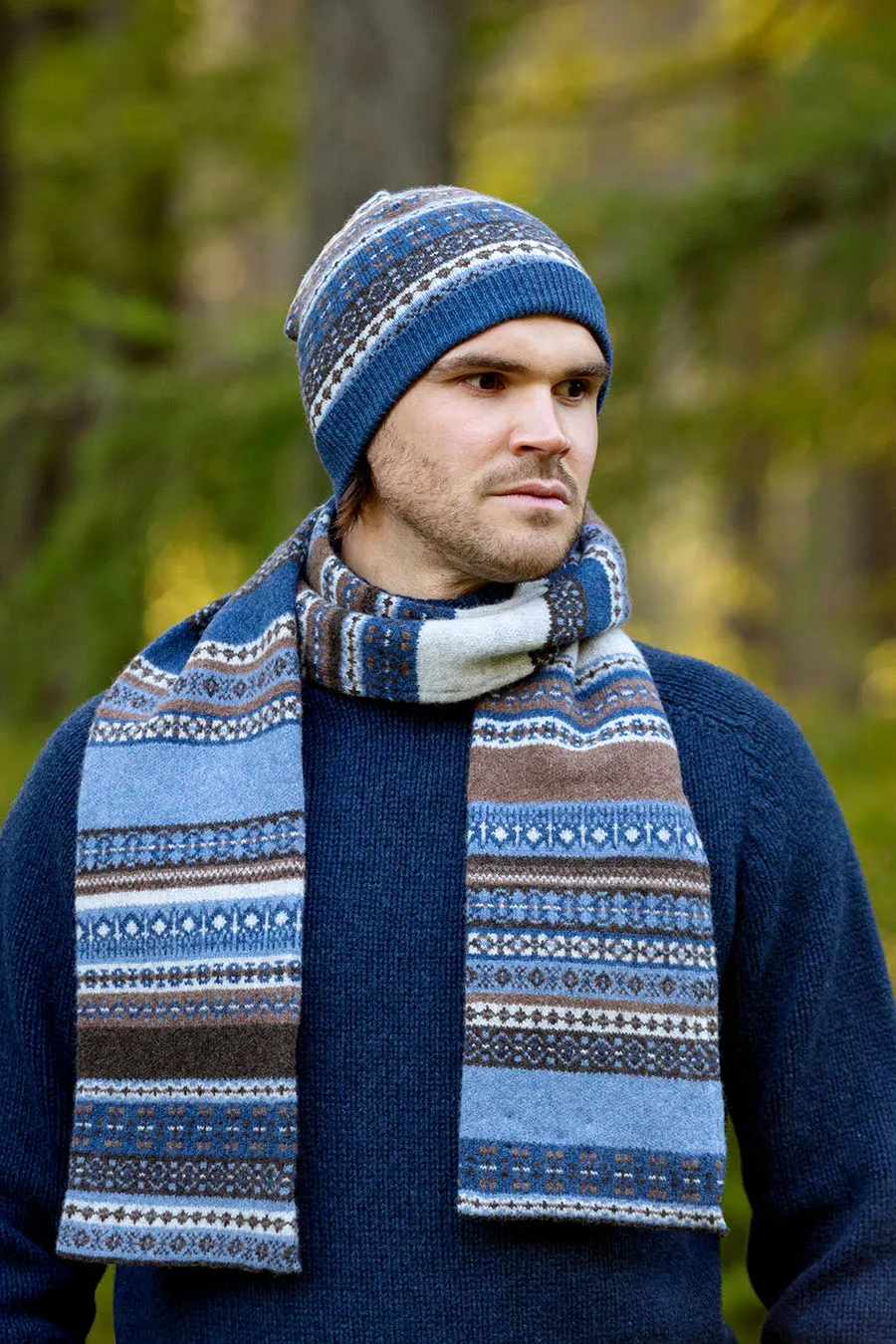 Clyde Fair isle scarf - Blue
