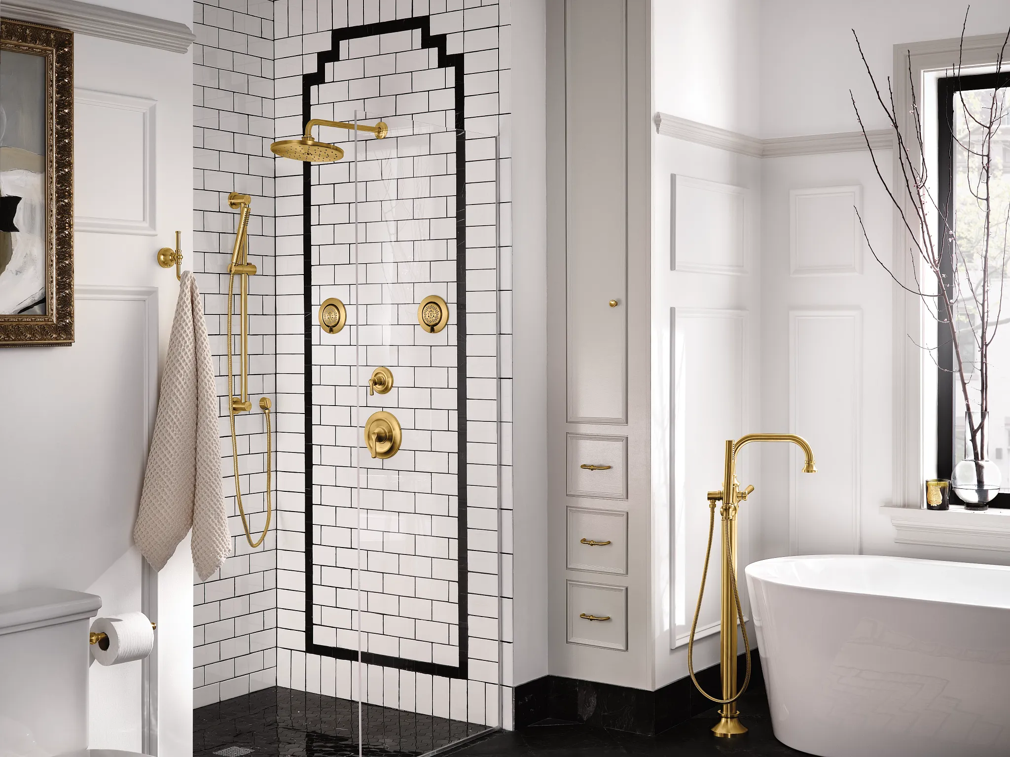 Colinet Chrome one-handle tub filler includes hand shower