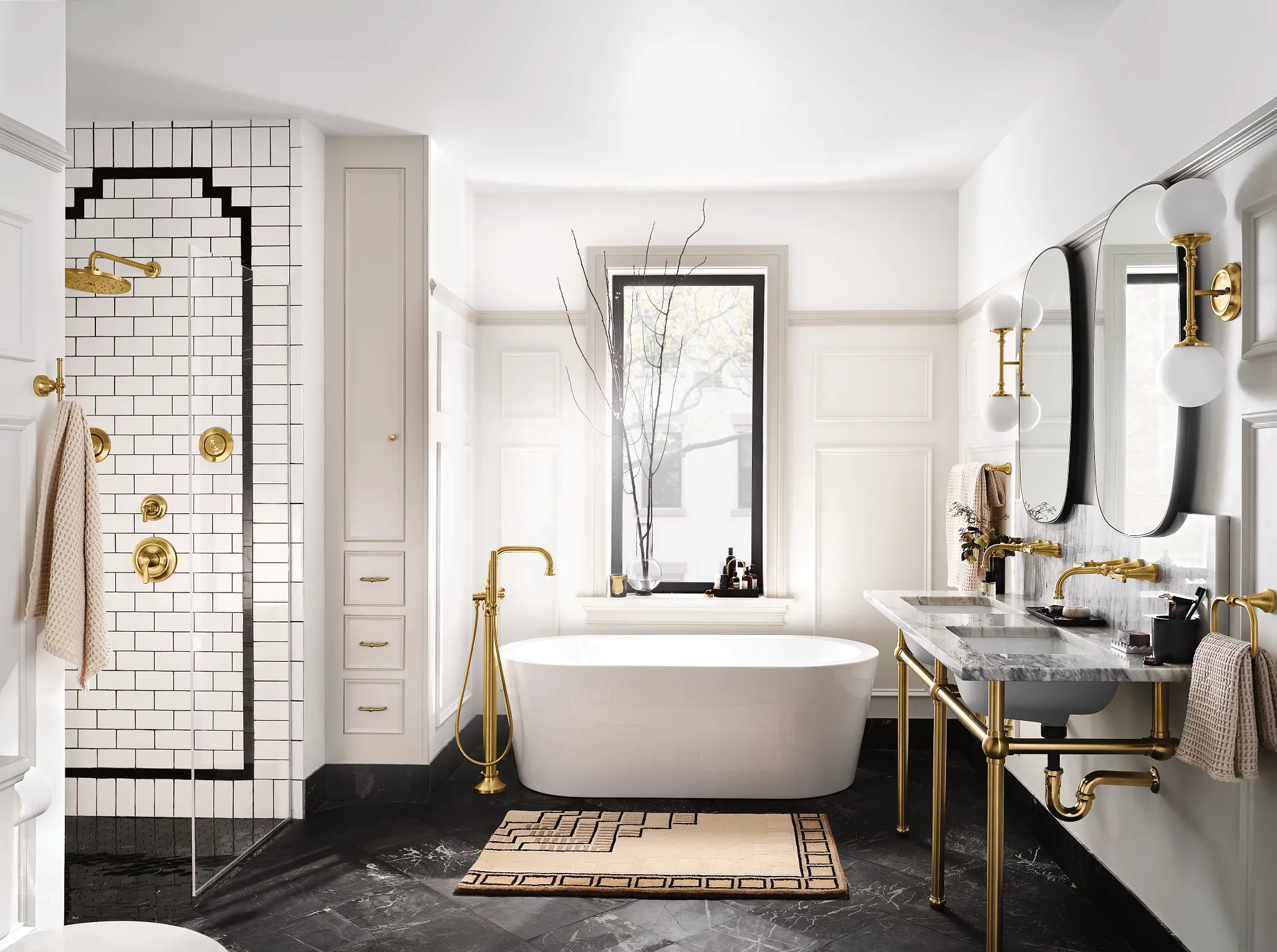 Colinet Chrome one-handle tub filler includes hand shower