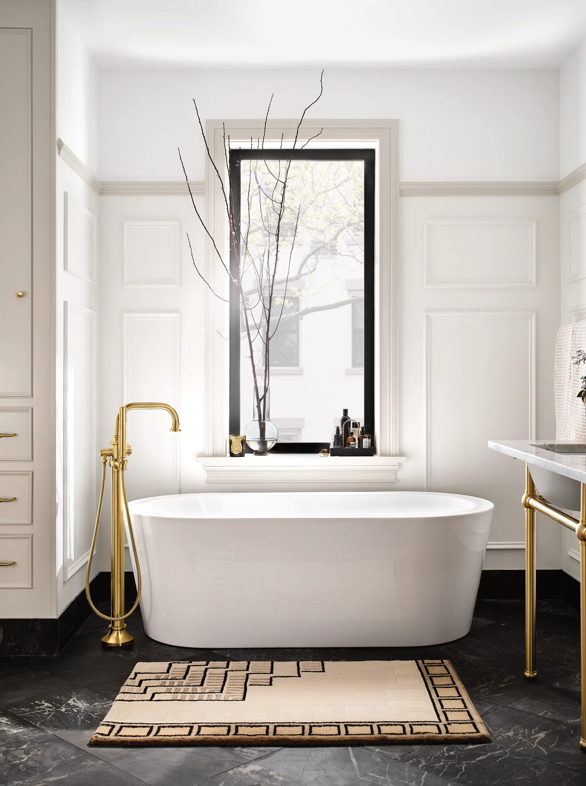 Colinet Chrome one-handle tub filler includes hand shower