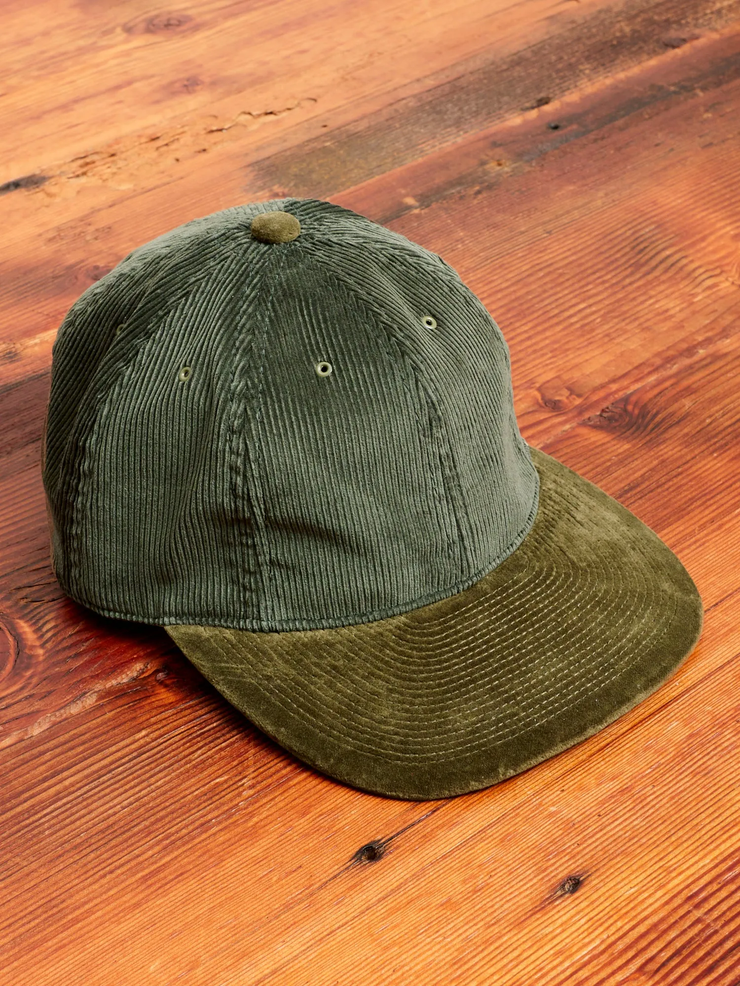 Cord & Velvet Cap in Olive