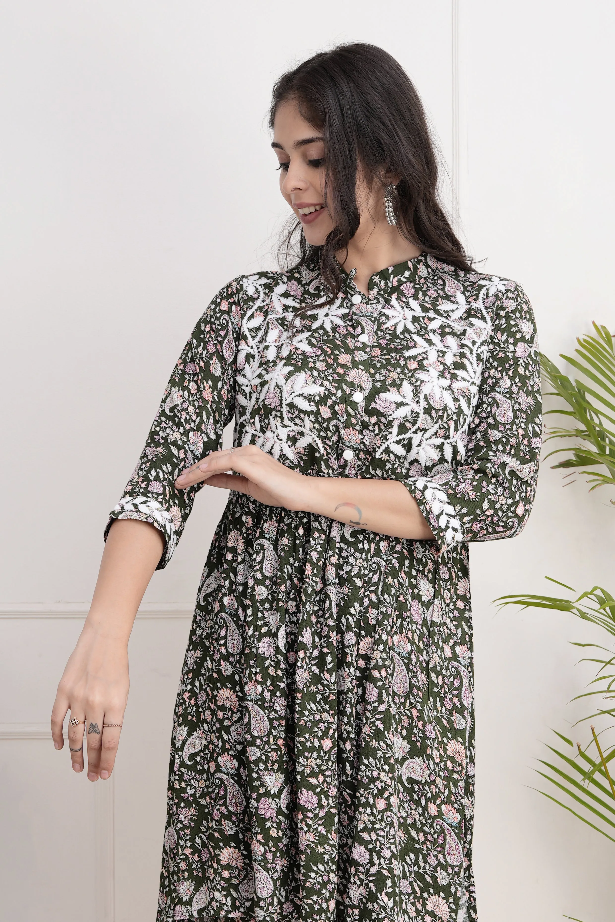 Cotton Printed Thread Embroidered Coord Set