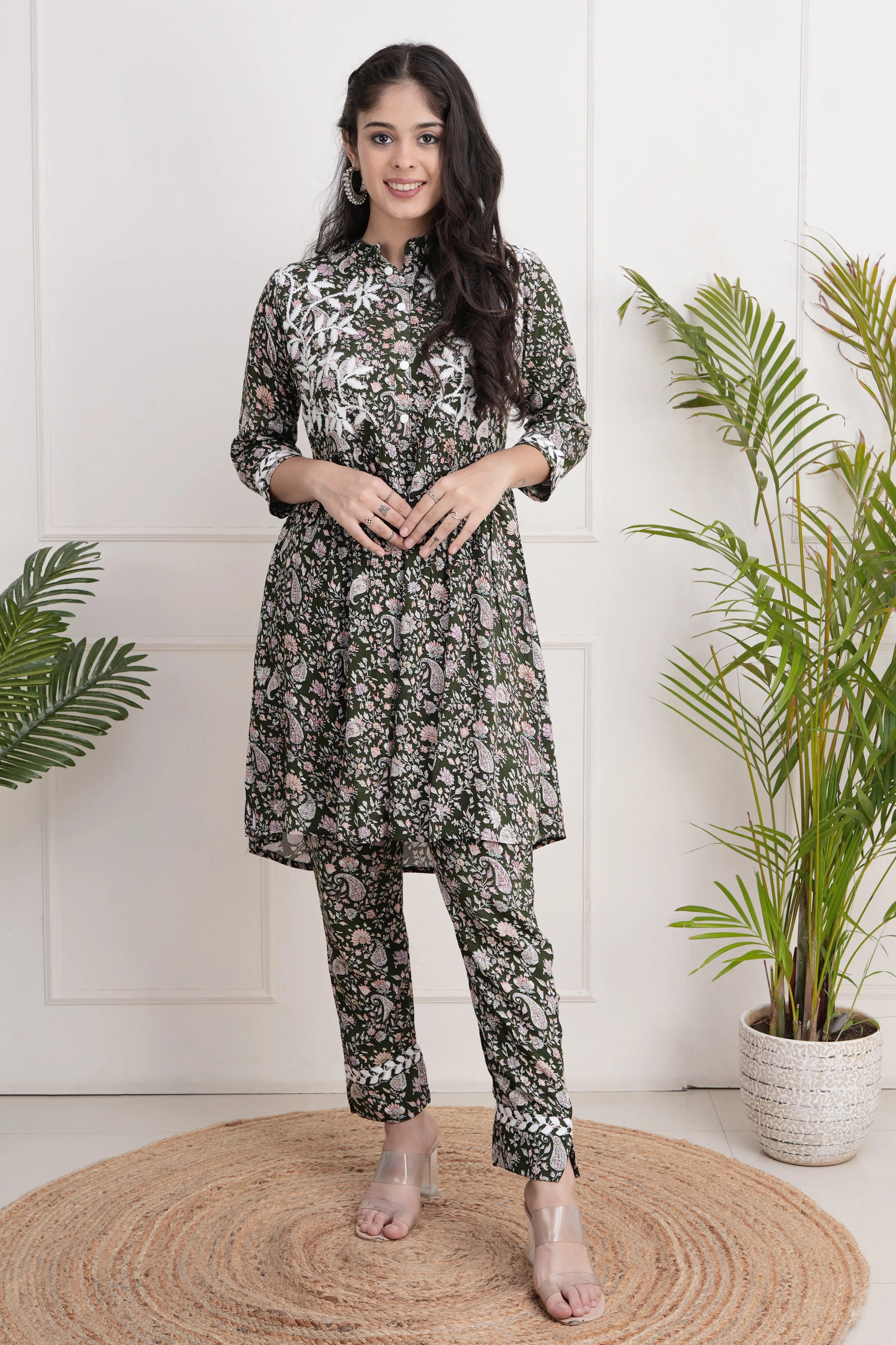 Cotton Printed Thread Embroidered Coord Set