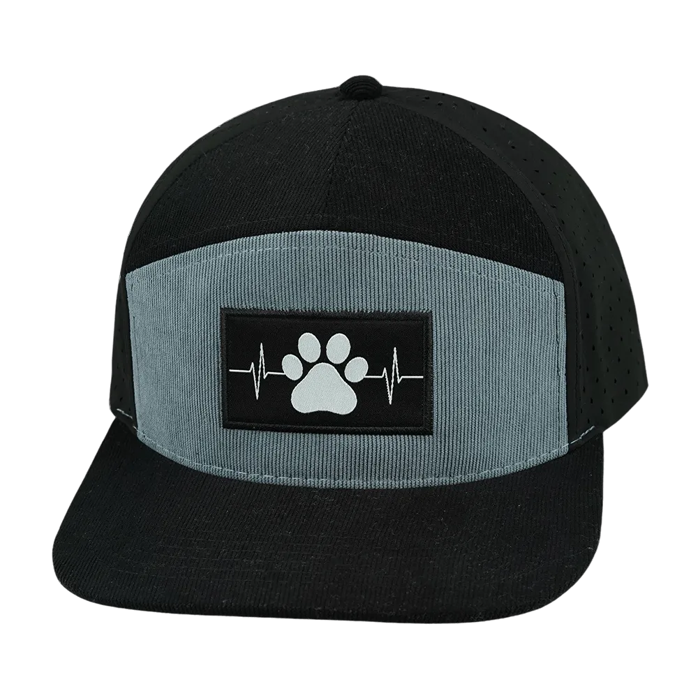 Dog Hat | Flat Bill | Corduroy - Black - Gray Blue