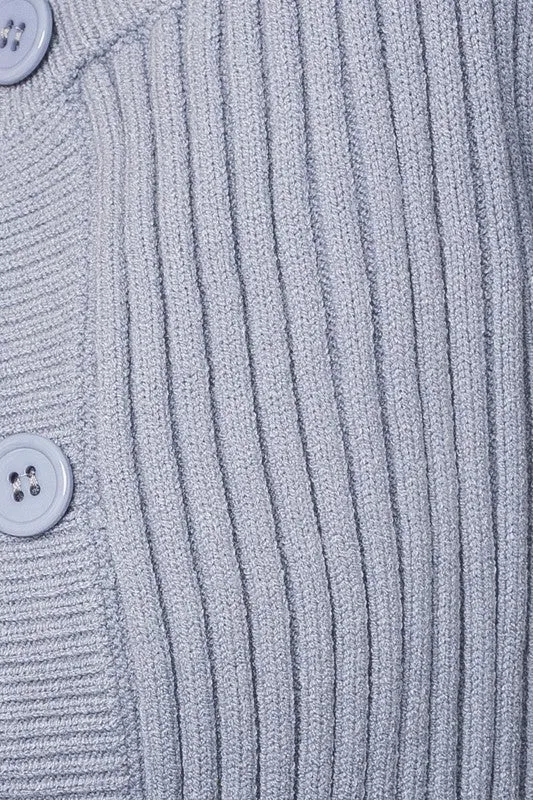 Dusty Blue Button Front Sweater Tube Top Cardigan