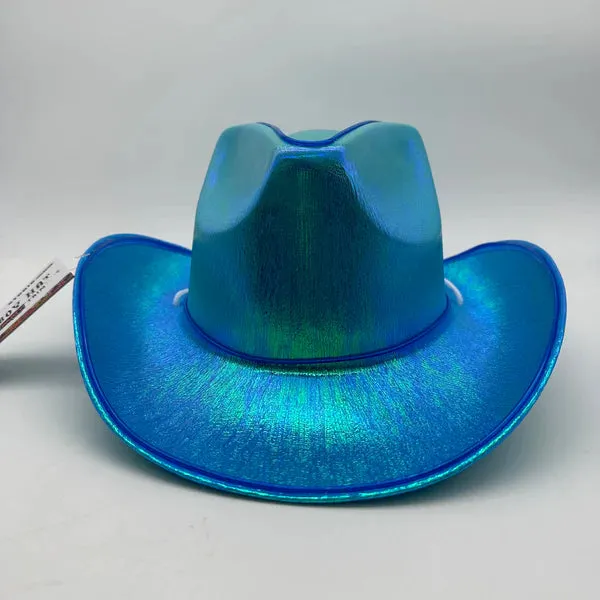 EL WIRE Light Up Iridescent Space Blue Cowboy Hat - Pack of 12 Hats