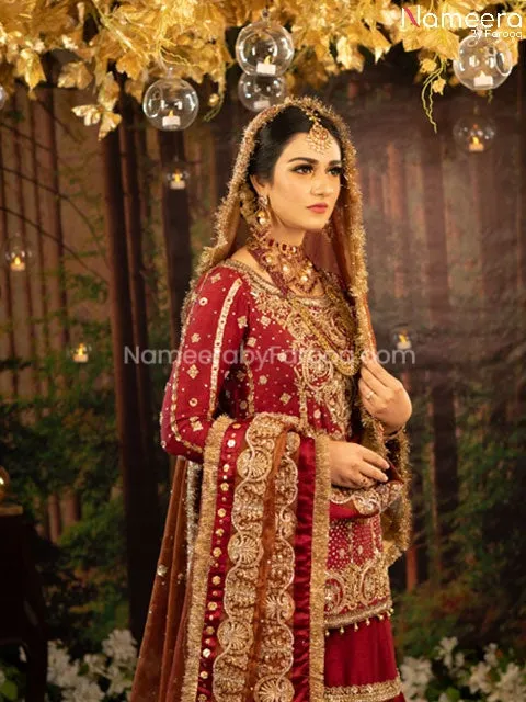 Elegant Pakistani Maroon Wedding Dress Online #BB225