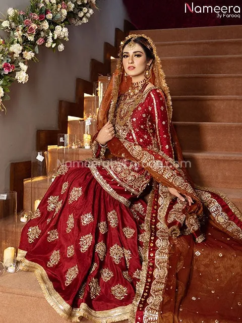 Elegant Pakistani Maroon Wedding Dress Online #BB225