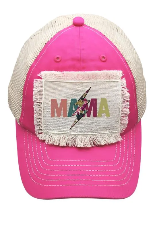Floral Mama Bolt Patch Graphic Trucker Hat
