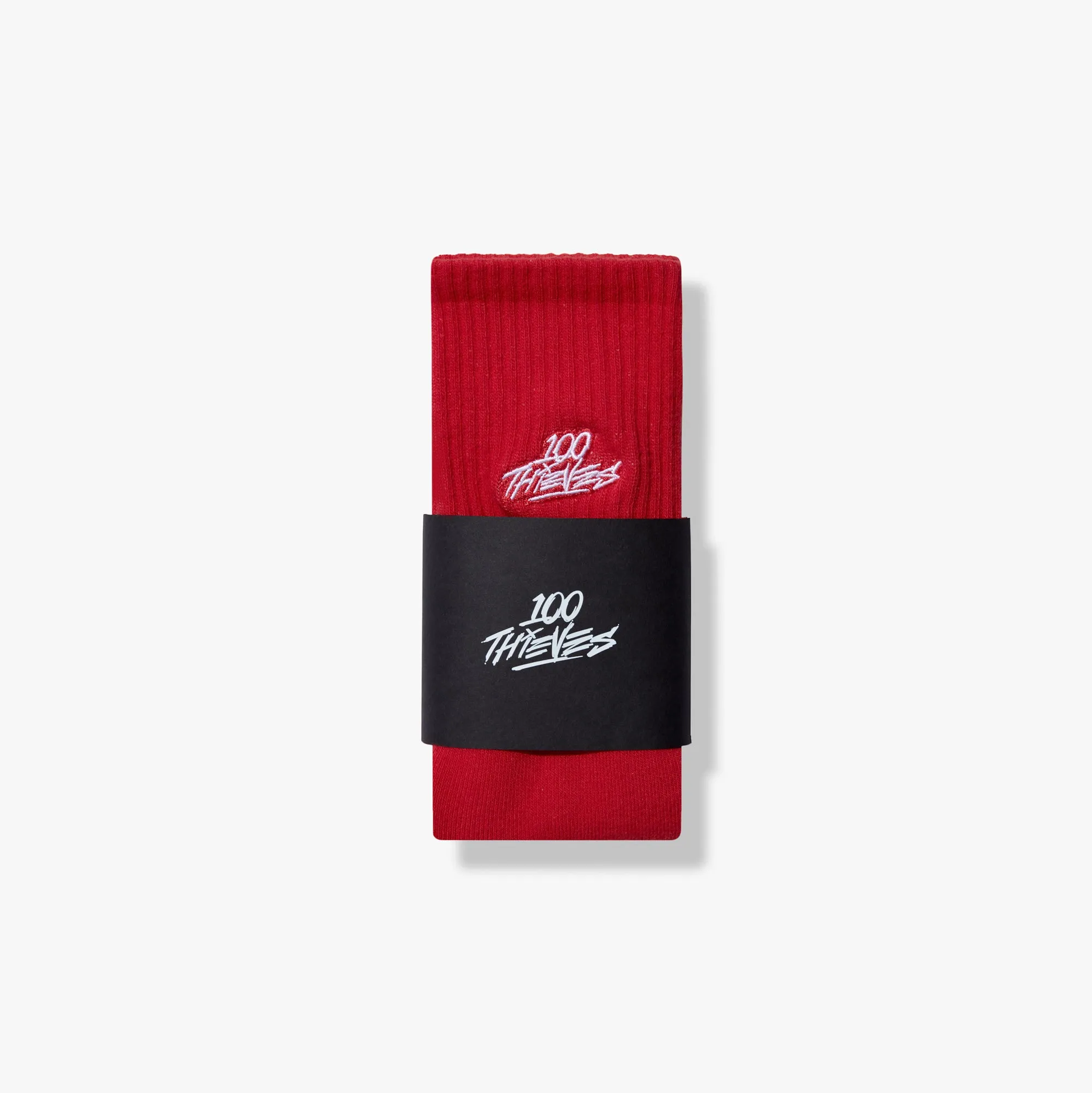 Foundations Embroidered Crew Socks - Red