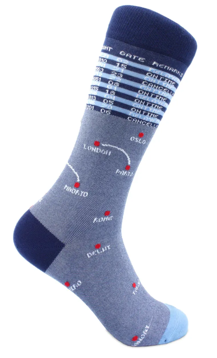 Frequent Flyer Travel Themed Men's Crew Sock