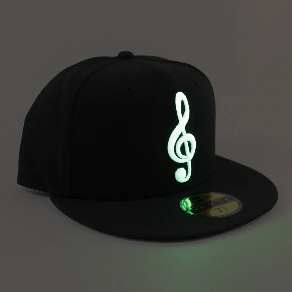 G Clef Music Note New Era Fitted Hat (Black Gray Under Brim)