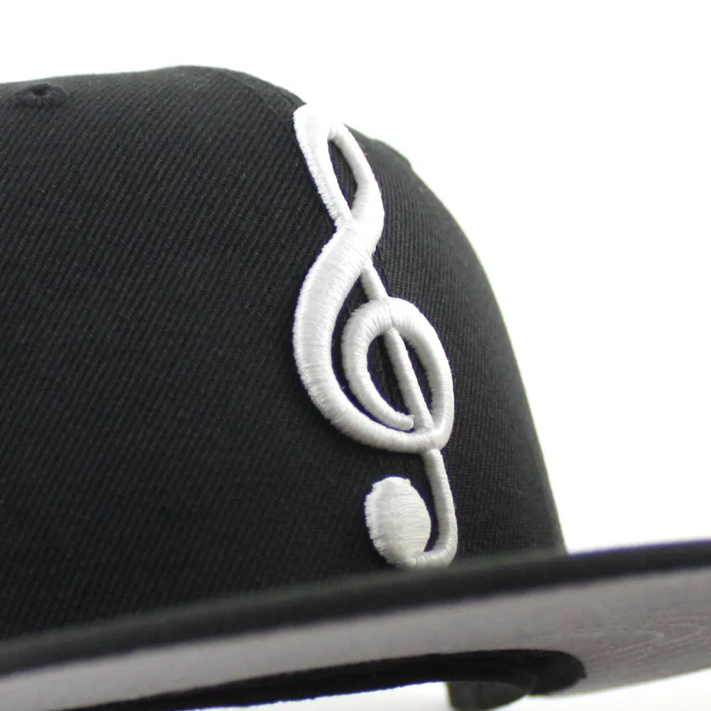 G Clef Music Note New Era Fitted Hat (Black Gray Under Brim)