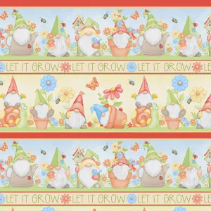 Gnome is Where Your Garden Grows - Gnomes Novelty Stripe Multi Yardage