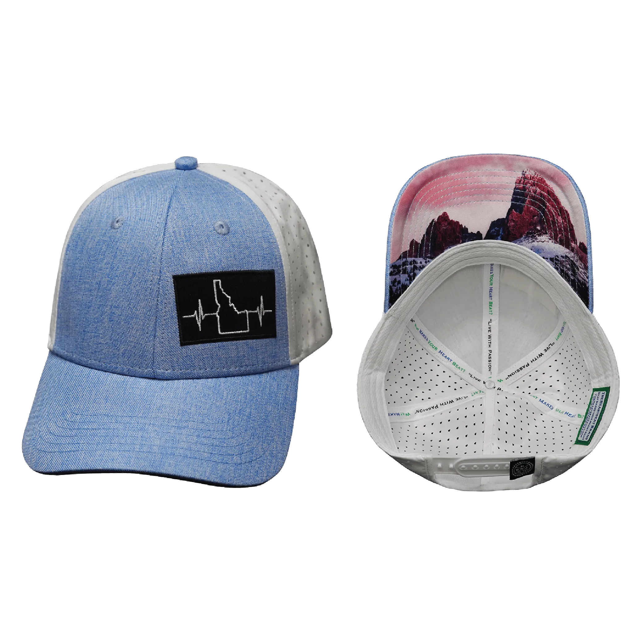 Idaho Hat | Low Profile | Ponytail | Light Blue - White