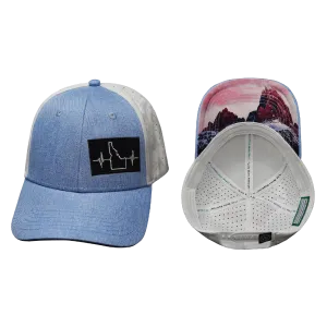 Idaho Hat | Low Profile | Ponytail | Light Blue - White