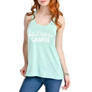 I’m a happy camper tank top •• Coral, teal, black, dark gray, light brown or white •• S - XXL
