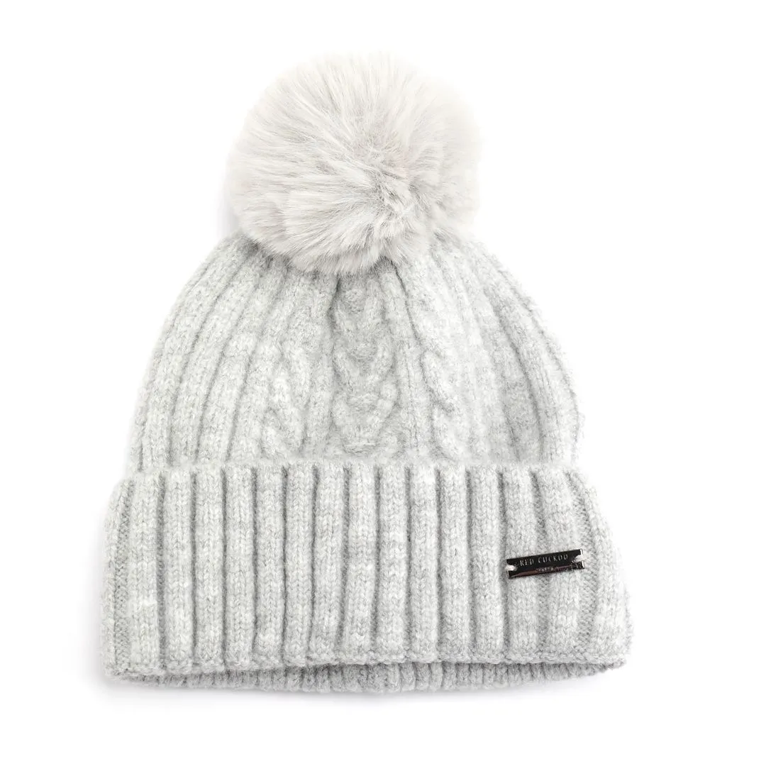 Knit Bobble Hat Silver