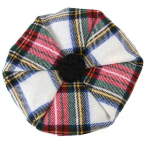 Locharron of Scotland Stewart Dress Modern Tartan  Brushed Wool Tam - Red/White/Blue