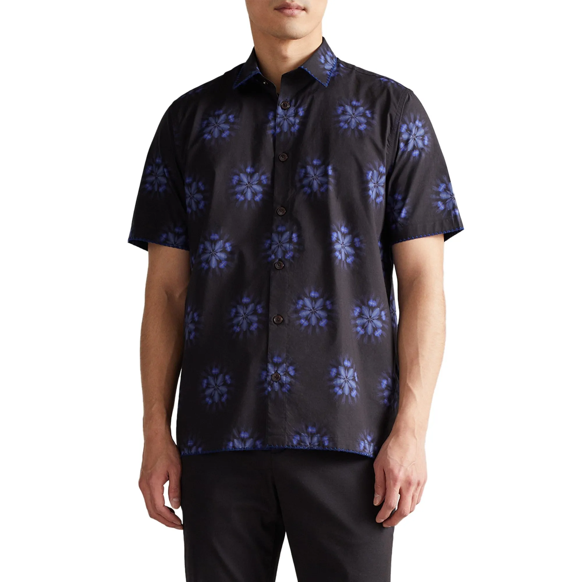 Men Mma-Paden-Ss Floral Printed Shirt - Black